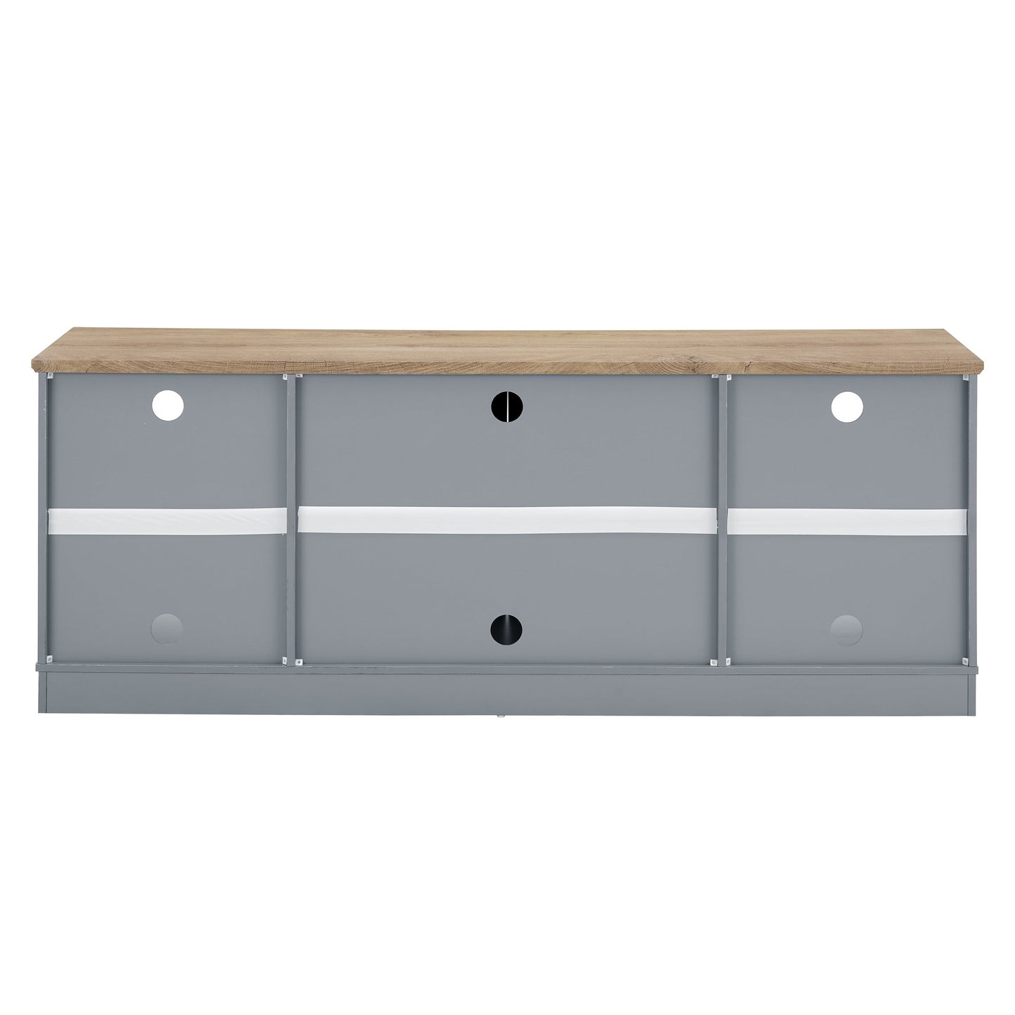 Modern Farmhouse TV Media Stand, Large Home Entertainment Console, for TV Up to 80'', with Open Shelves and Glass Door Cabinets, Light Blue and Light Oak, 70'W*15.55'D*26.85'H