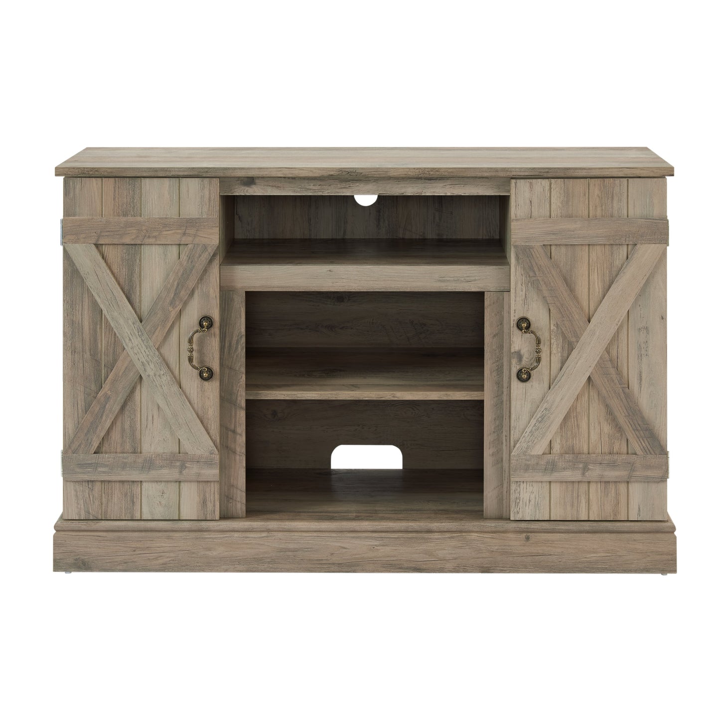 Farmhouse Classic Media TV Stand Antique Entertainment Console for TV up to 50' with Open and Closed Storage Space, Gray Wash, 47'W*15.5'D*30.75'H