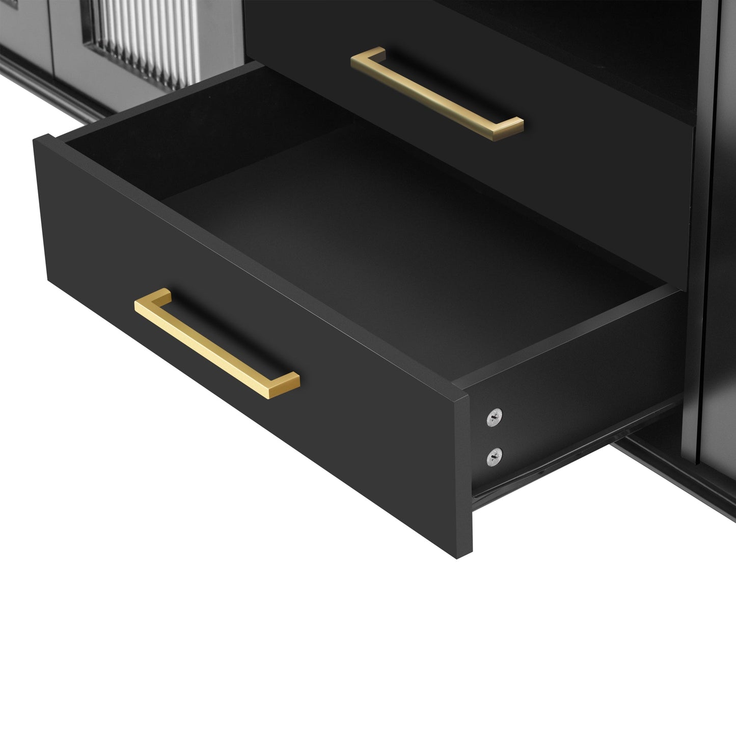U-Can 68.9'' Retro TV Stand for TVs up to 75 Inches, Entertainment Center Media Console with Fluted Glass Doors and Five Solid Wood Legs for Living room(OLD SKU:N724P198468B)