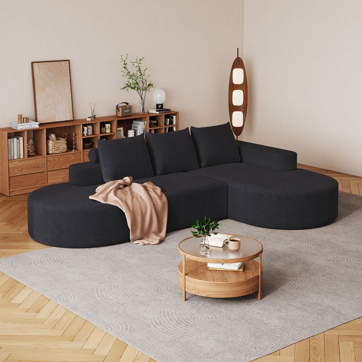 Modern Curved sofa ,Chenille Upholstered Sectional Sofa Couch Set,Modular 108.5' L Shaped Sectional Living Room Sofa Set With 3 Pillows,Free Combination Sofa Couch for Living Room,Bedroom