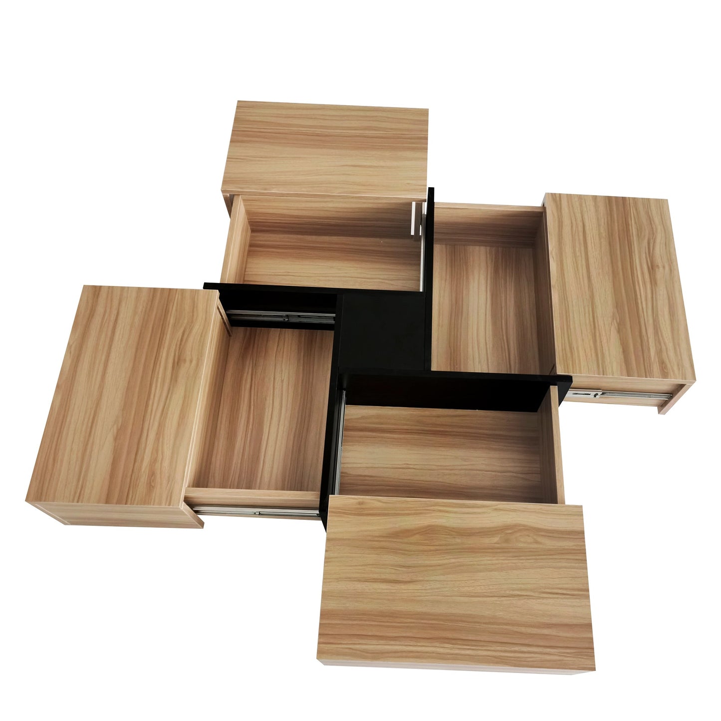 ON-TREND Unique Design Coffee Table with 4 Hidden Storage Compartments, Square Cocktail Table with Extendable Sliding Tabletop, UV High-gloss Design Center Table for Living Room, 31.5'x 31.5'