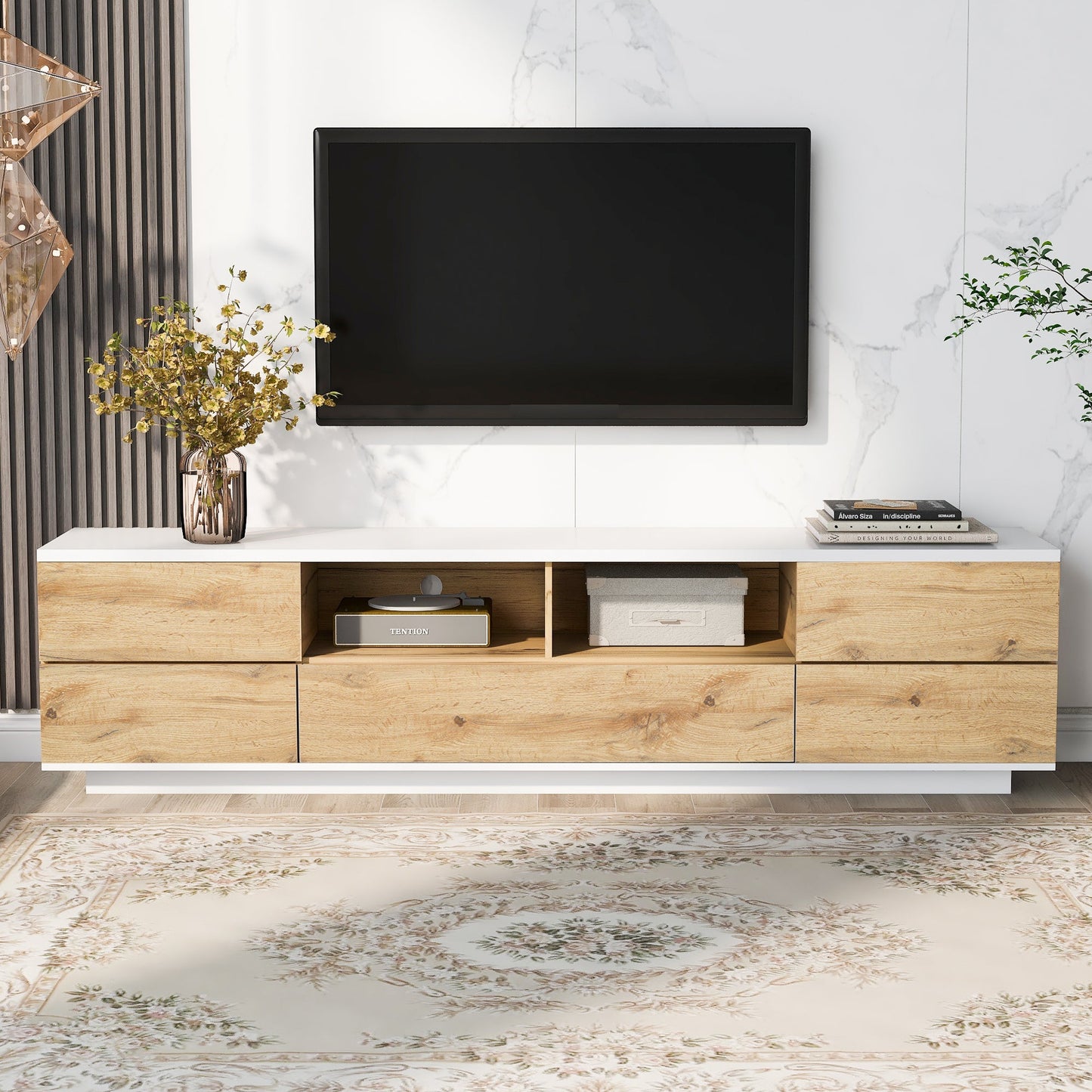 Modern TV stand for TVs up to 80'' , Media Console with Multi-Functional Storage, Entertainment Center with Door Rebound Device, TV cabinet for living room,Bedroom