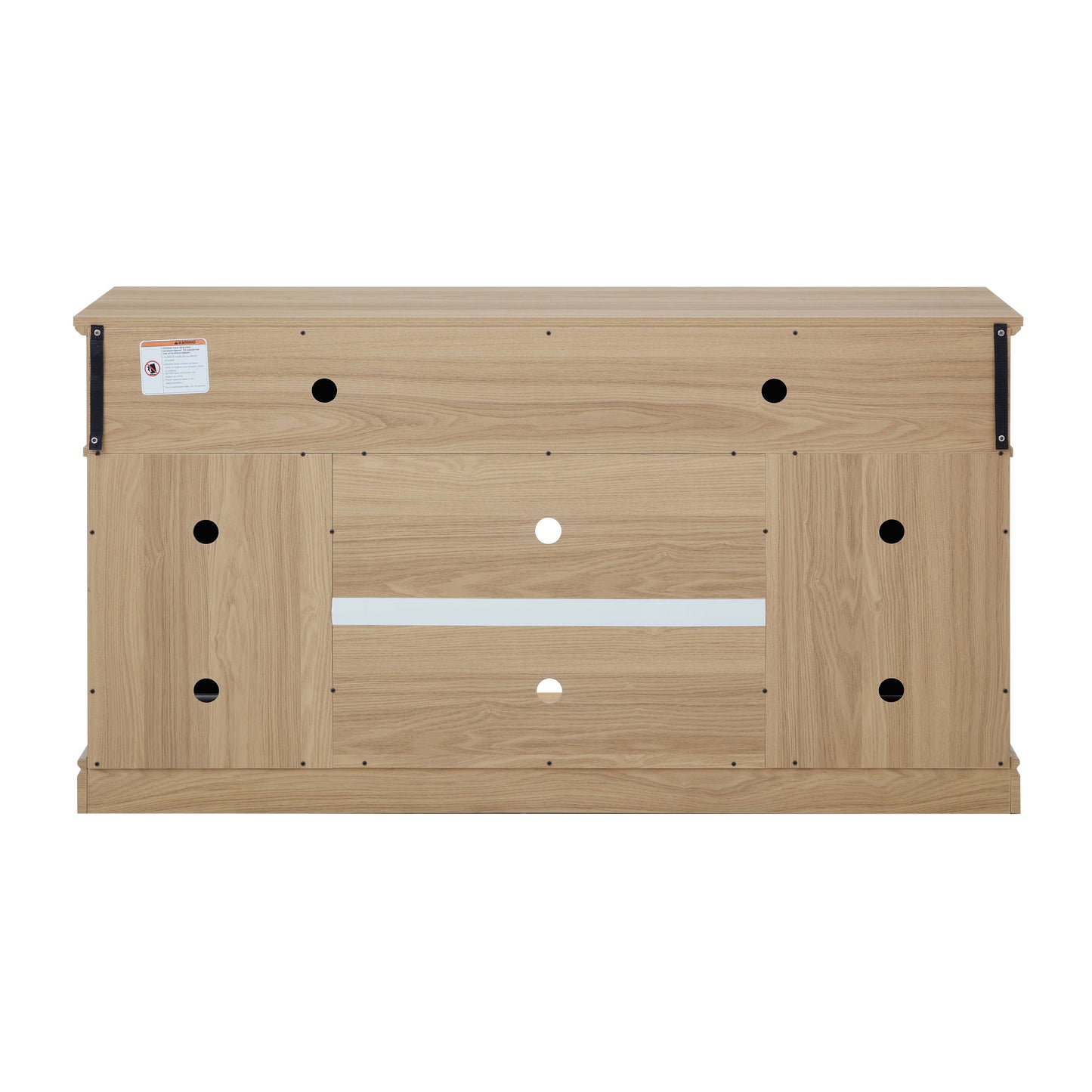 Embossed Pattern TV Stand, TV and Media Console with Open and Closed Storage Space and sliding door for Living Room & Bedroom, LIGHT OAK, 58.27'W*15.35'W*31.7H