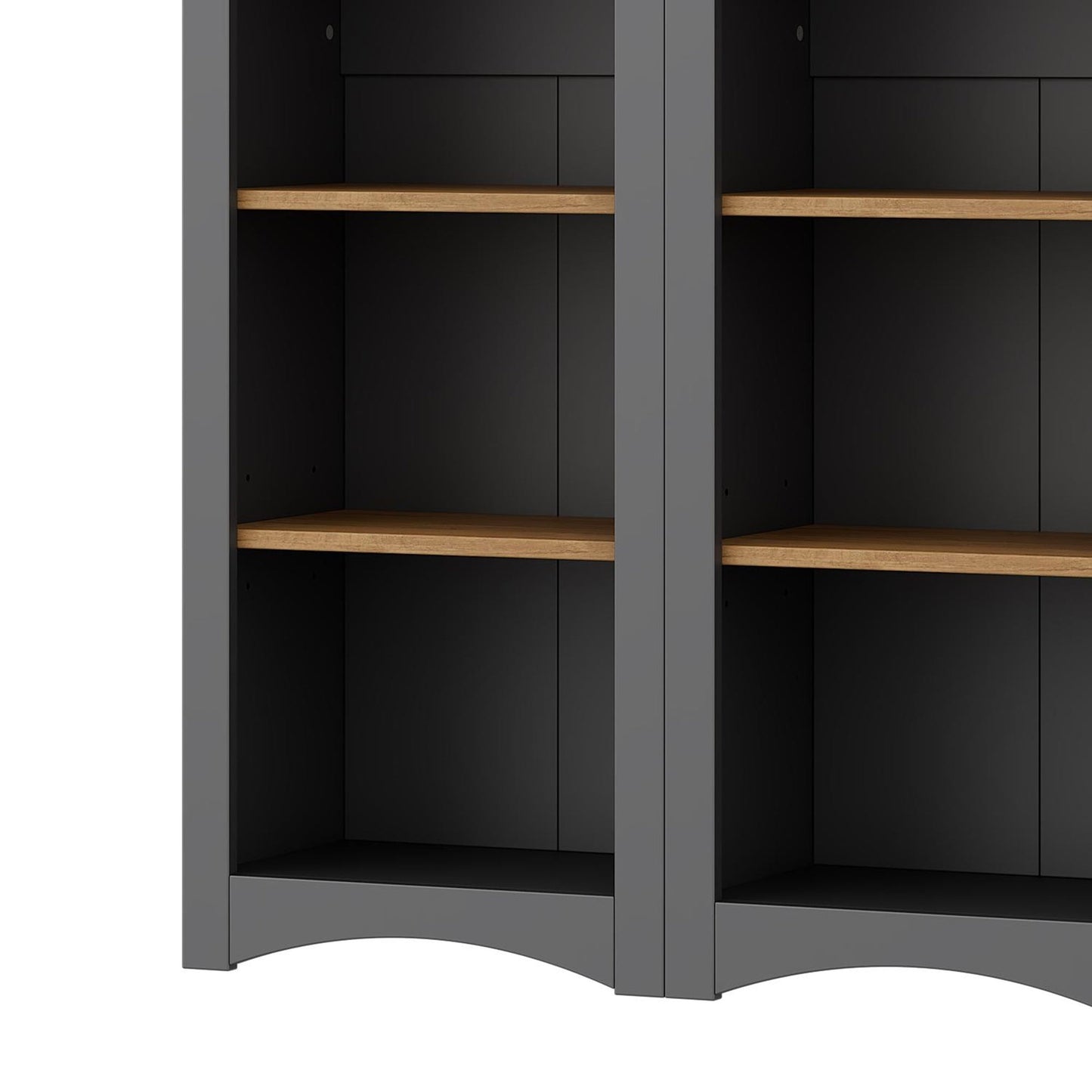 ON-TREND 3-Piece Farmhouse Entertainment Center with Storage Cabinet for TVs Up to 70', Mid-Century TV Stand with Bookshelf, Rustic Versatile Sideboard with Adjustable Shelves for Living Room, Grey