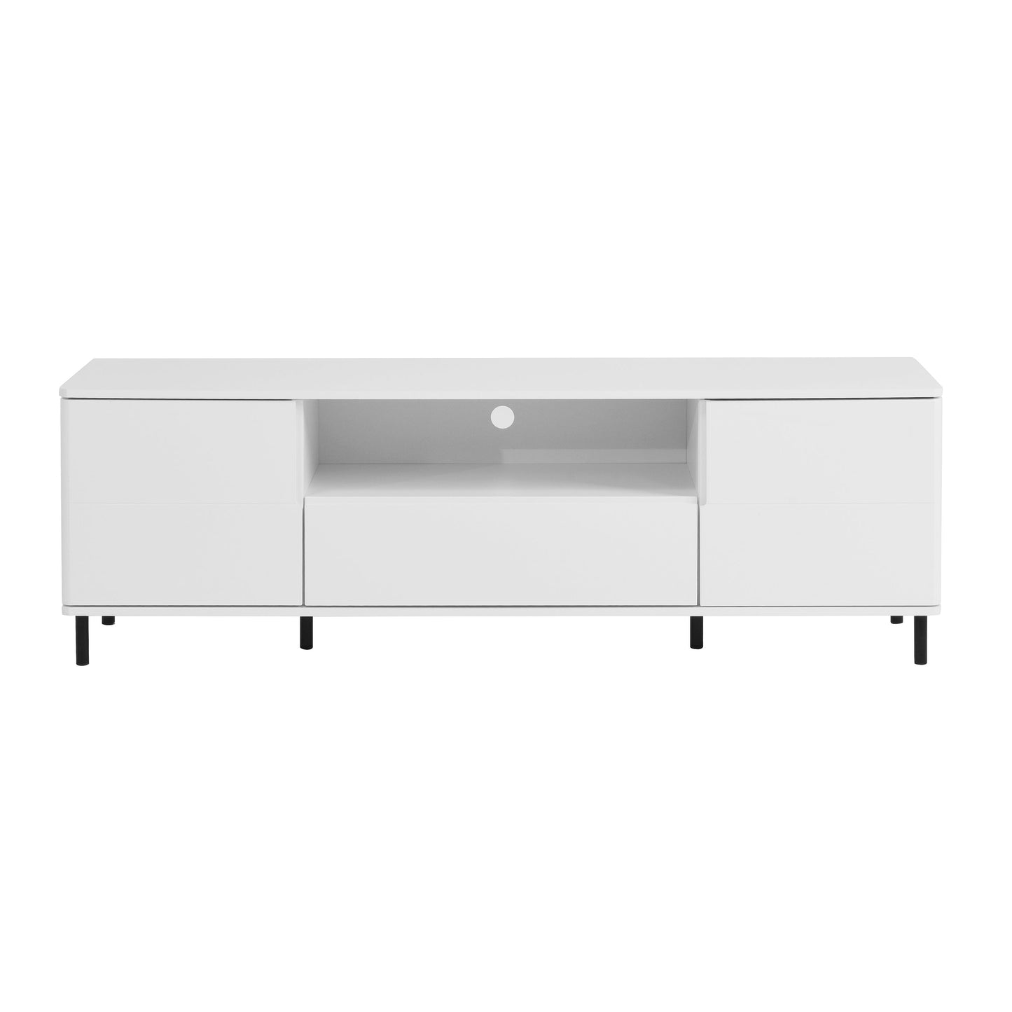 High Gloss Panel Modern TV Console, TV Stand, Entertainment Center with Storage Shelves,TV Cabinet for Living Room, Bedroom, Cloud White 63x15.74x19.68 inch