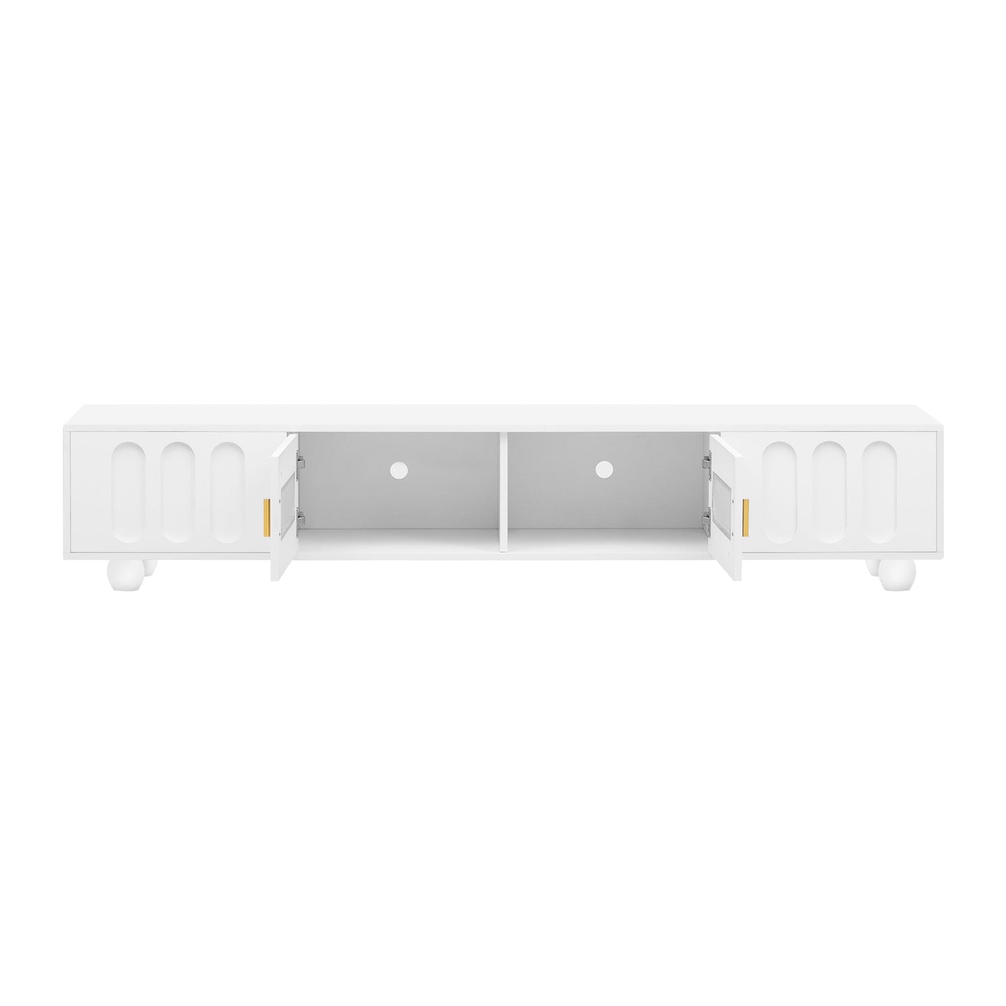 U-Can Modern TV Stand for TVs up to 80 Inches, Entertainment Center with Glass Door, TV Storage Cabinet with Solid Wood Legs and Metal Handles for Living room(OLD SKU:WF323694AAK )