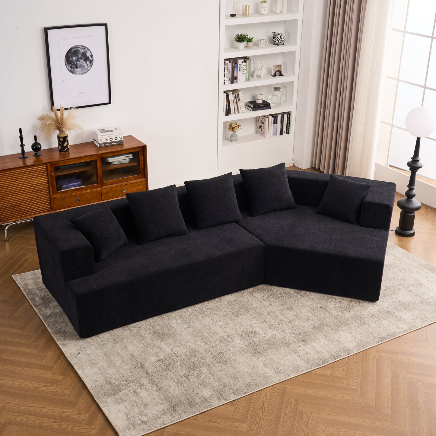 Memory Foam Couch, No Installation & Easy to Transport, Deep Seat Modern Sofa with Chenille Fabric, Couch for Living Room, Bedroom, Apartment, Home Office