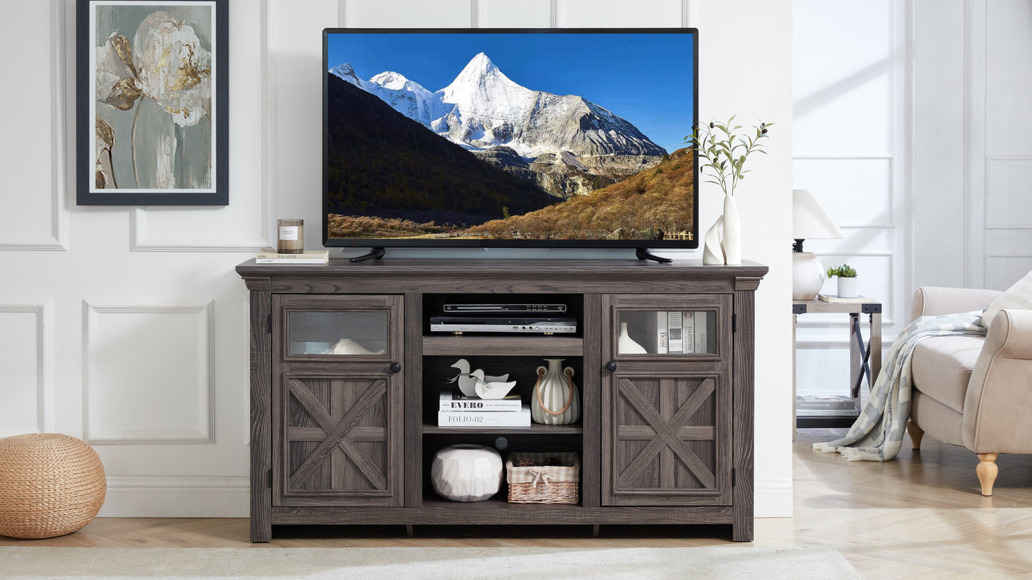 2 Doors Cabinet Farmhouse Cabinet, Farmhouse TV Stand Barn Design,Modern Farmhouse TV Media Stand, Large Barn Inspired Home Entertainment Console,GREY, 60.23'W*15.35'D*31.7'H