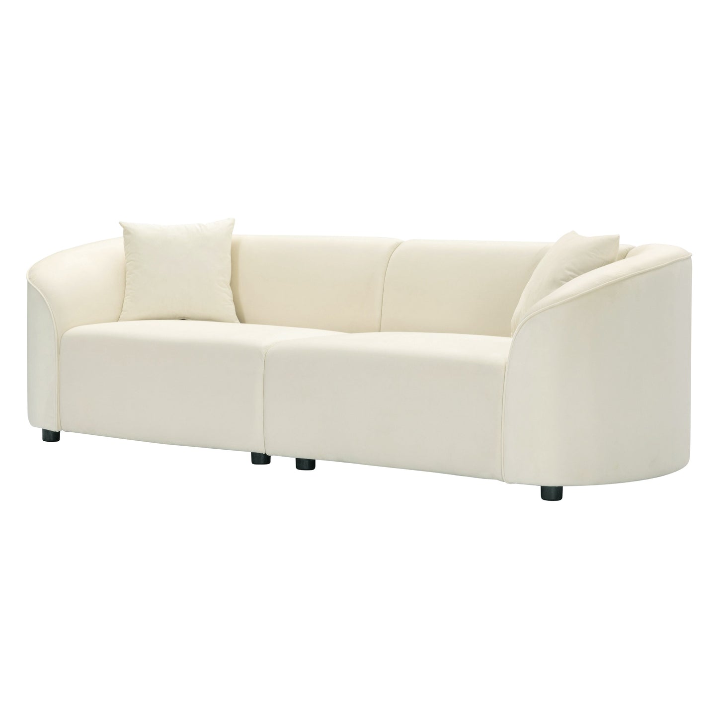 87' Curved Contemporary Sofa in Off-White: Plush Seating, Streamlined Design, and Durable Frame – Ideal for Stylish Living Spaces