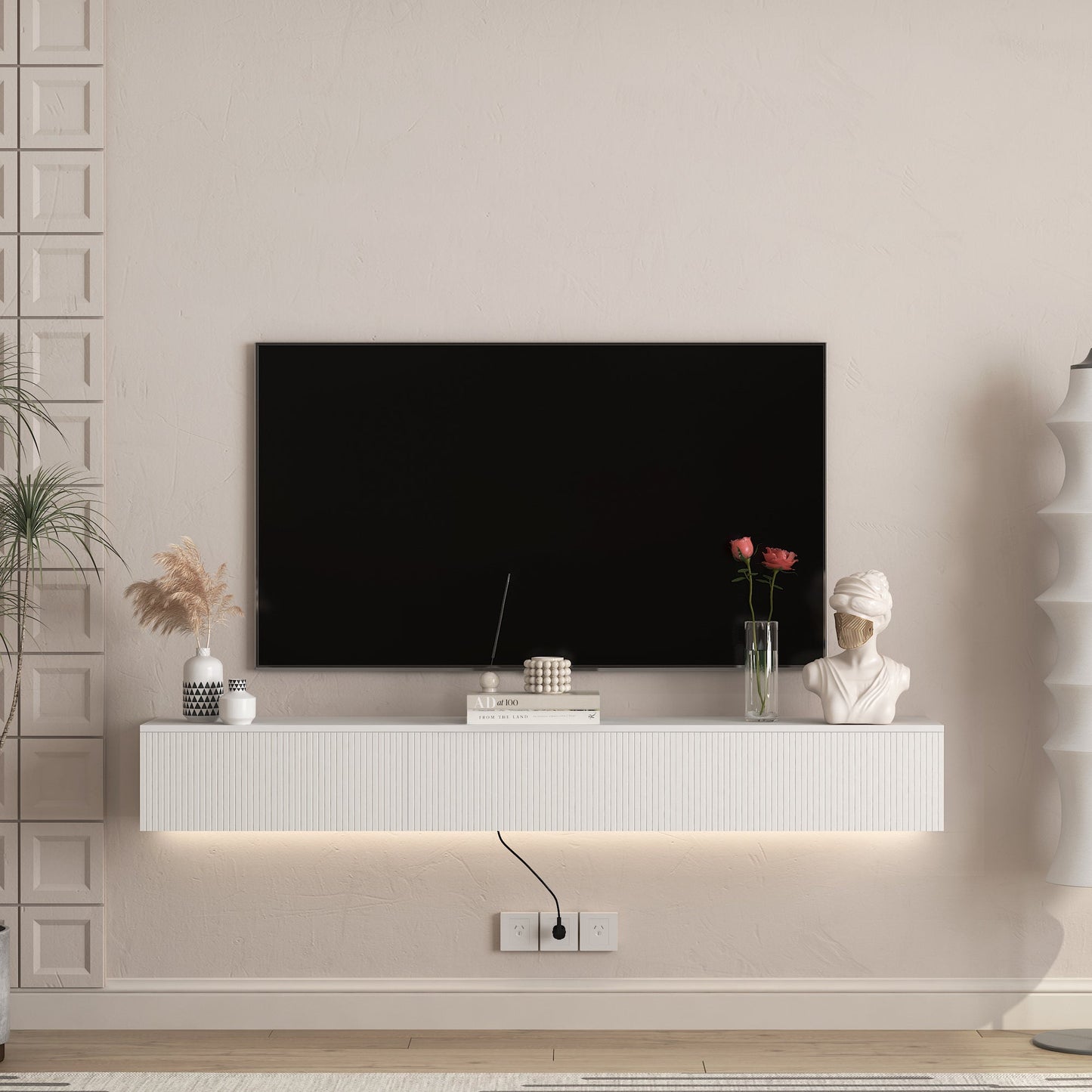 Floating TV Stand Wall Mounted with 16 Color LEDs,69' Modern TV Stand, Floating TV Cabinet Entertainment Center for 55 60 65 Inch TV