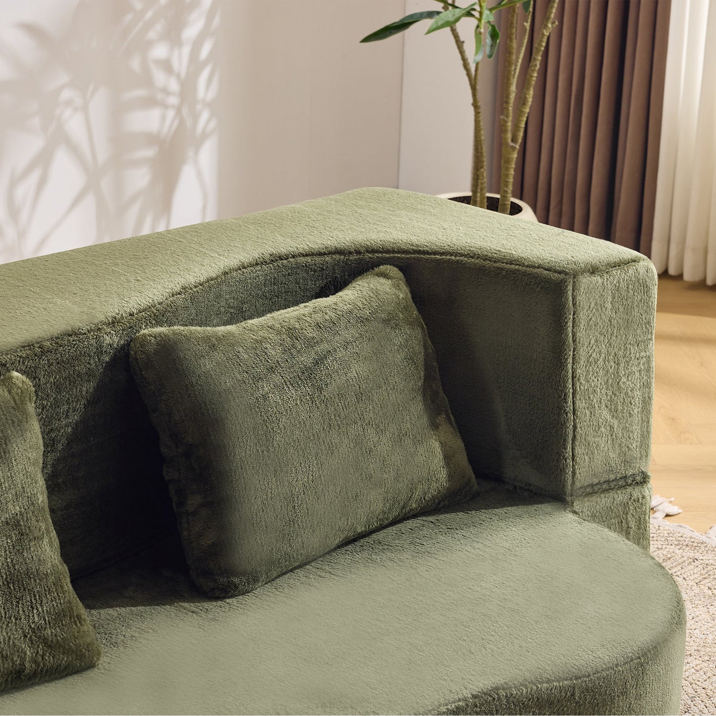 71-inch folding sofa bed, plush futon sofa bed, high-density foam convertible sofa bed, folding floor sofa bed for living room, guest room, bedroom, green