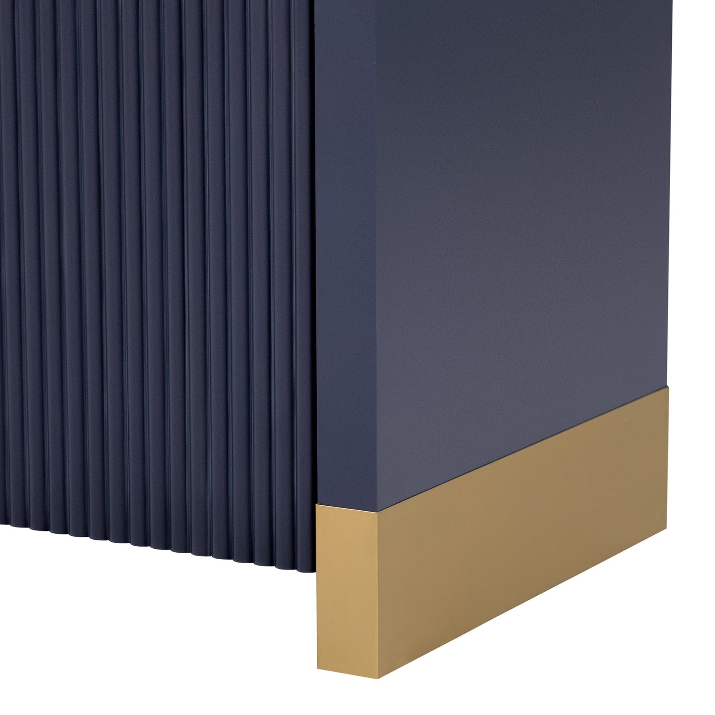 U_STYLE 4-door Curved Corner Design Wavy Door Panel Cabinet with Adjustable Shelves, Suitable for Study, Living Room and Entrance