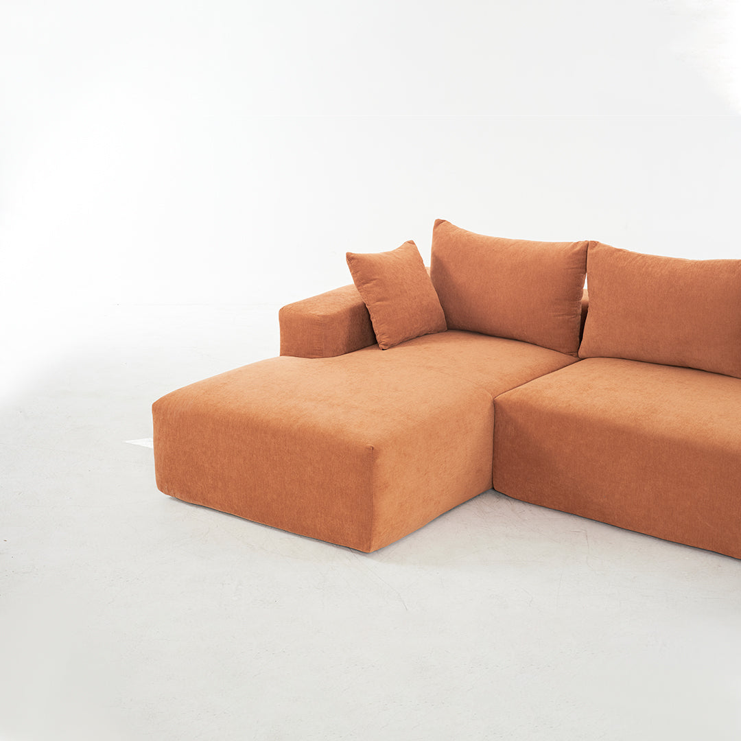108*68 inch extra-deep modular sofa, cloud sofa, 4-person sofa, sitting and sleeping, living room Chenille modular sofa, no need to assemble, orange