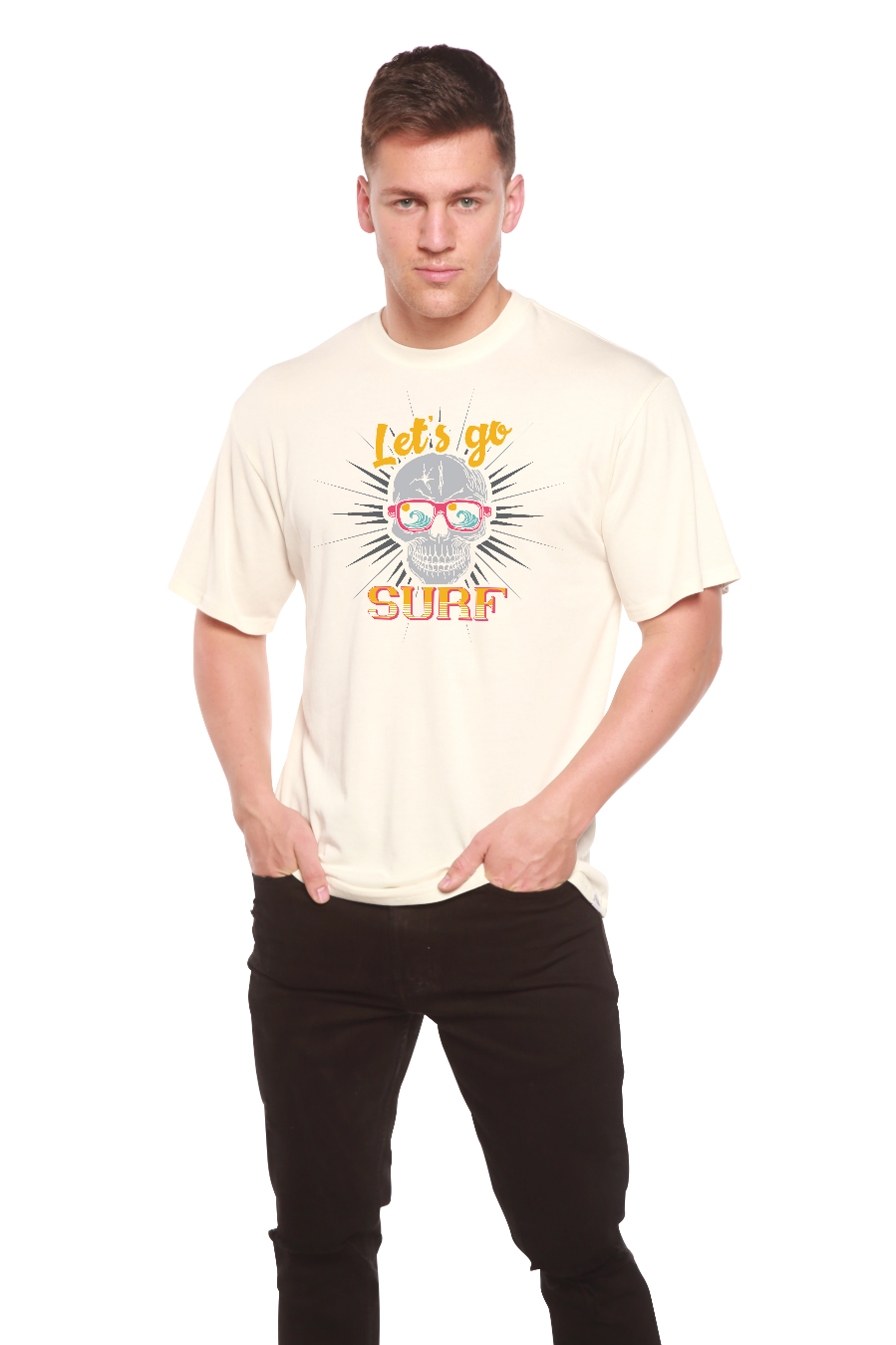 Let`s go SURF Men's Bamboo Viscose/Organic Cotton Short Sleeve Graphic T-Shirt