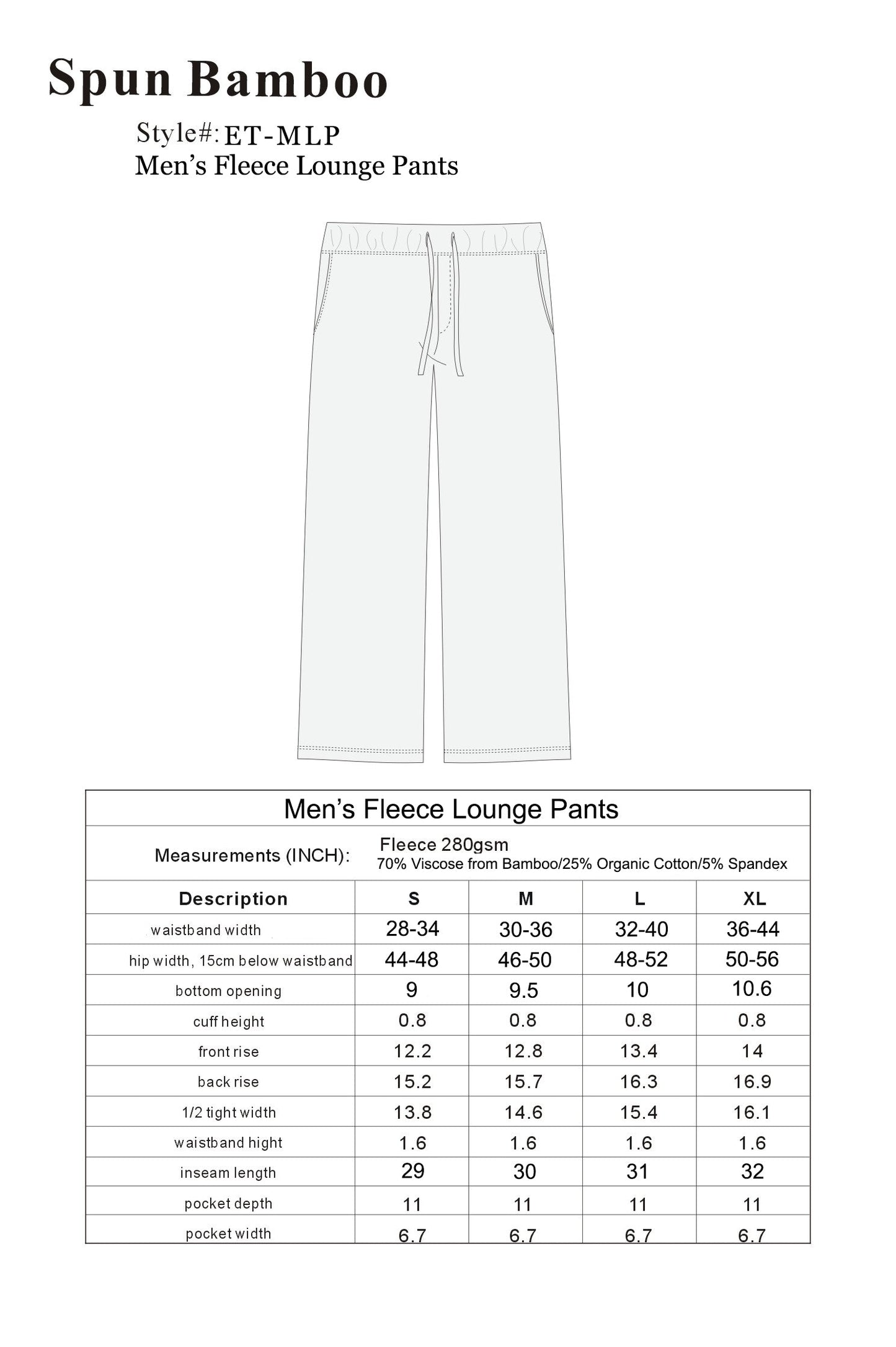Men's Bamboo Viscose Fleece Lounge Pants