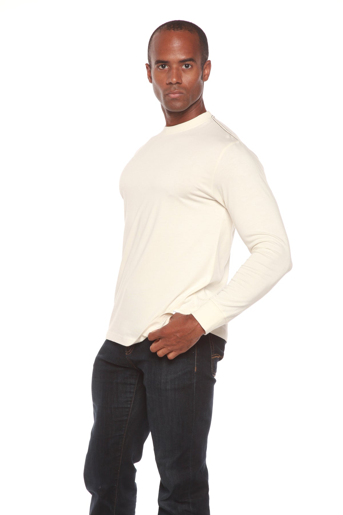Men's Bamboo Viscose Long Sleeve Contrast Stitch T-Shirt