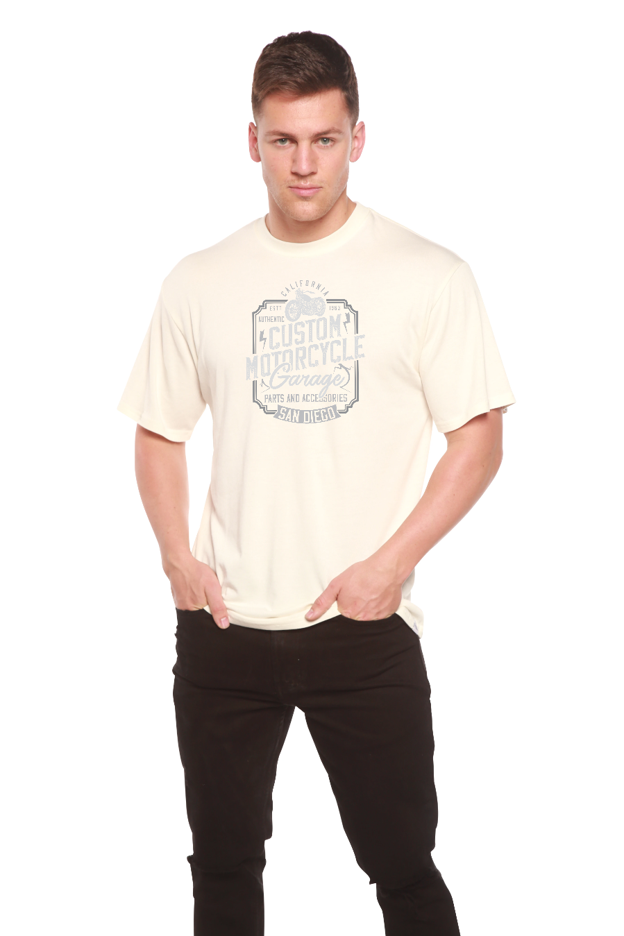 Mototrcycle Garage Men's Bamboo Viscose/Organic Cotton Short Sleeve Graphic T-Shirt