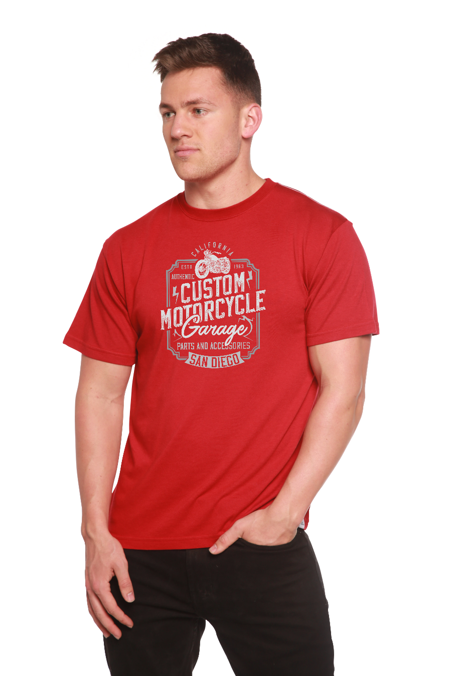 Mototrcycle Garage Men's Bamboo Viscose/Organic Cotton Short Sleeve Graphic T-Shirt
