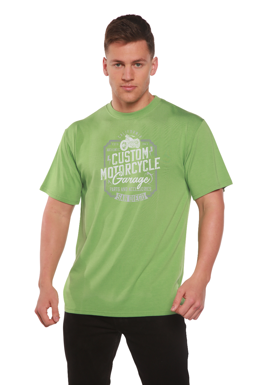 Mototrcycle Garage Men's Bamboo Viscose/Organic Cotton Short Sleeve Graphic T-Shirt