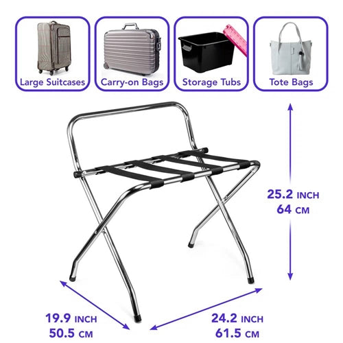 High Back Metal Folding Luggage Rack