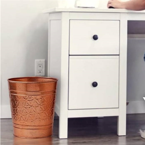 Metal Trash Can Waste Basket in Copper Finish