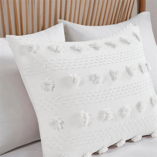 3-Piece Ivory Pompom Microfiber Comforter Set