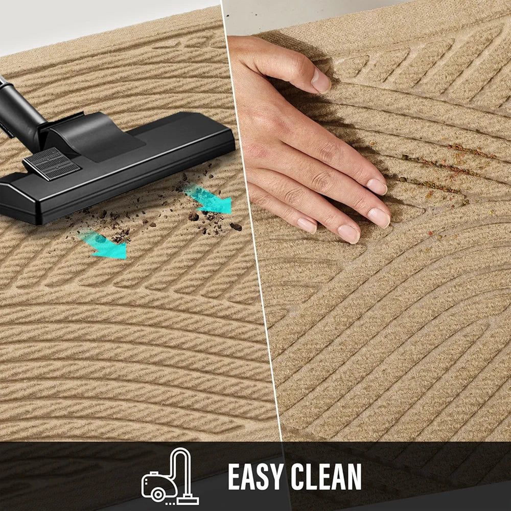 Sturdy Front Door Mat, Absorbent Muddy Dirt Resist Welcome Door Mats Outdoor Indoor, Stain and Fade Resistant, Non-Slip Backing Entry Mat Low Profile Doormat for Entryway, 29×17, Beige