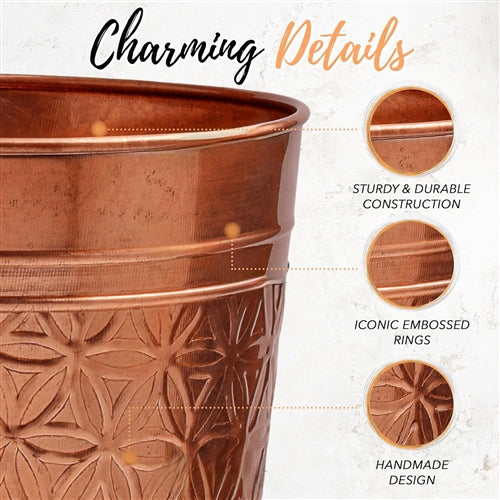 Metal Trash Can Waste Basket in Copper Finish