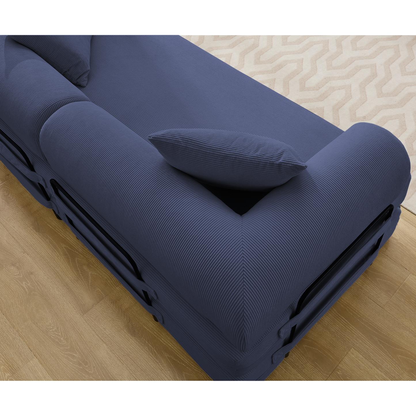 [NEW ARRIVED] [VIDEO PROVIDED] 78.5' Folding Convertible Out Sleeper Sofa Bed,4-in-1 DIY Combination Convertible Sofa,3 seat, Folding Sofa, King Size , Bedroom,Apartment,Corduroy,Blue
