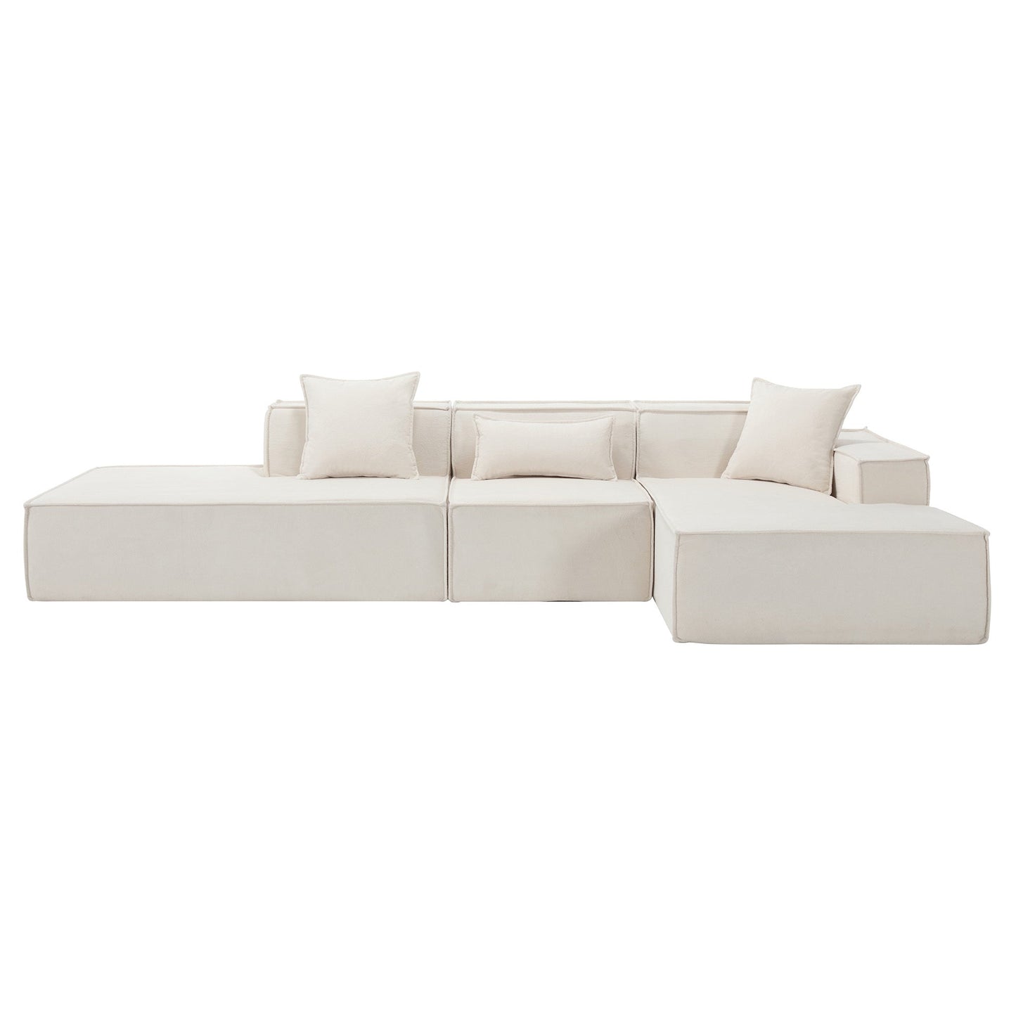 [VIDEO PROVIDED] Modular combination living room sofa set, modern minimalist sofa, free installation sofa, L-shaped, Italian minimalist tofu block sofa, Right-Hand Facing,Terrycloth fabric ,Beige