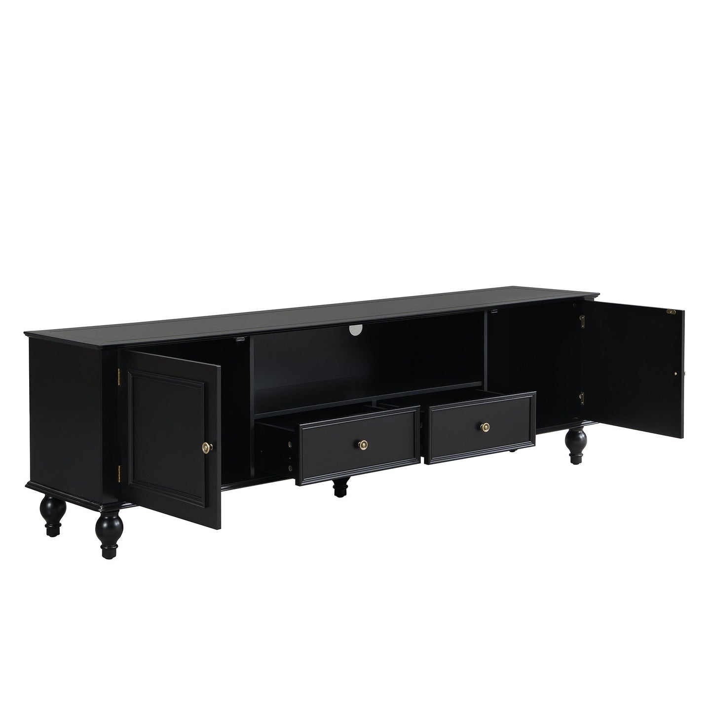 U-Can 70.9'' Modern TV Stand for TVs up to 80 Inches, Entertainment Center with Open Compartment, TV Storage Cabinet with 2 Drawers, 2 Cabinets and 5 Solid Legs for Living room