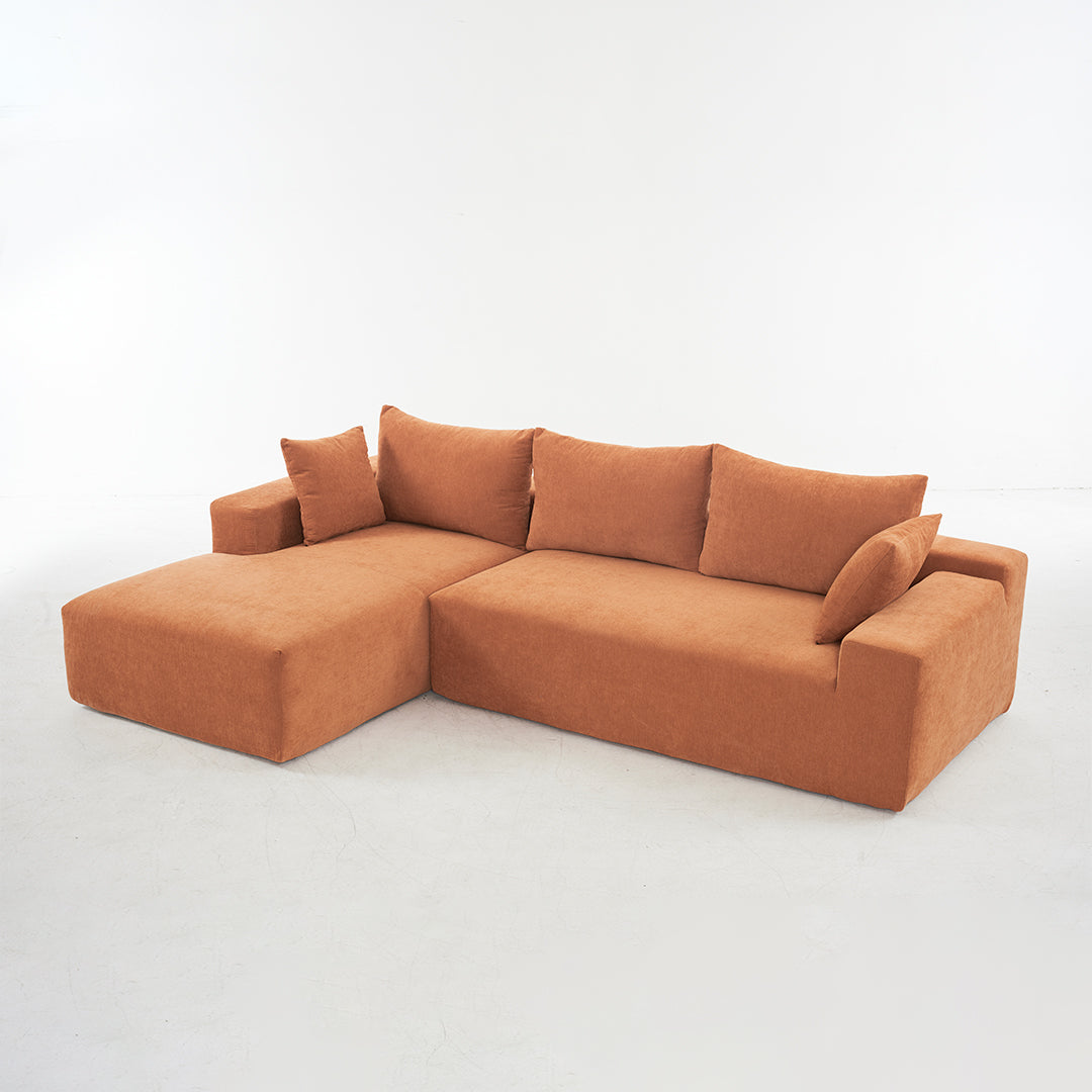 108*68 inch extra-deep modular sofa, cloud sofa, 4-person sofa, sitting and sleeping, living room Chenille modular sofa, no need to assemble, orange