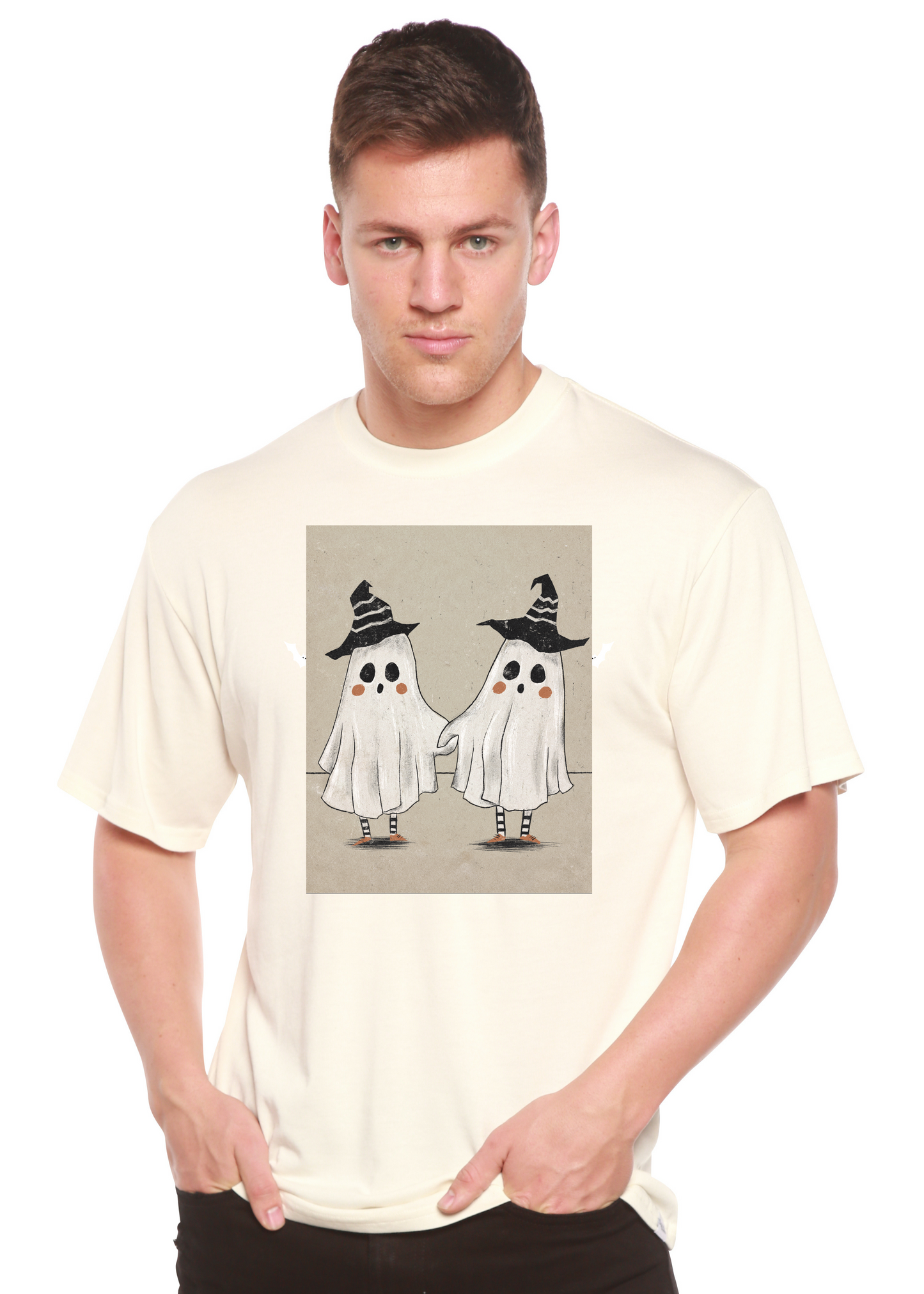 Cute Ghost Men's Bamboo Viscose/Organic Cotton Short Sleeve Graphic T-Shirt