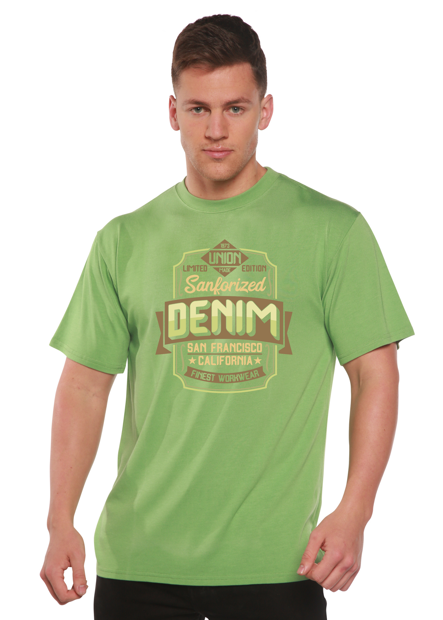 Sanforized Denim Men's Bamboo Viscose/Organic Cotton Short Sleeve Graphic T-Shirt