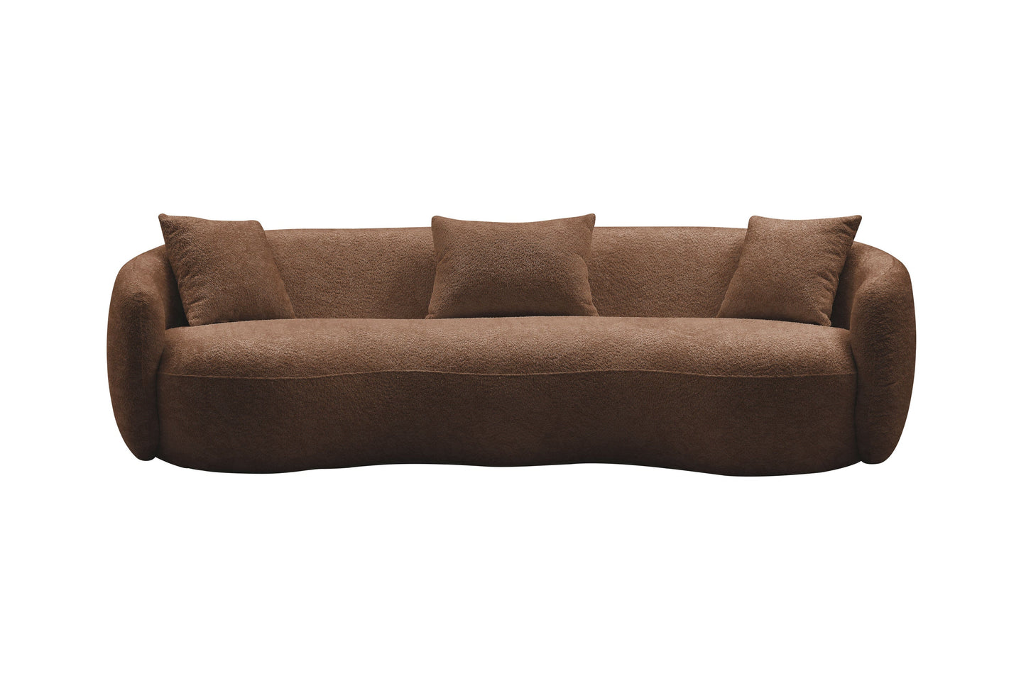 Mid Century Modern Curved Living Room Sofa,  Boucle Fabric Couch for Bedroom, Office, Apartment, Brown
