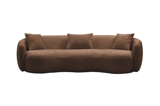 Mid Century Modern Curved Living Room Sofa,  Boucle Fabric Couch for Bedroom, Office, Apartment, Brown