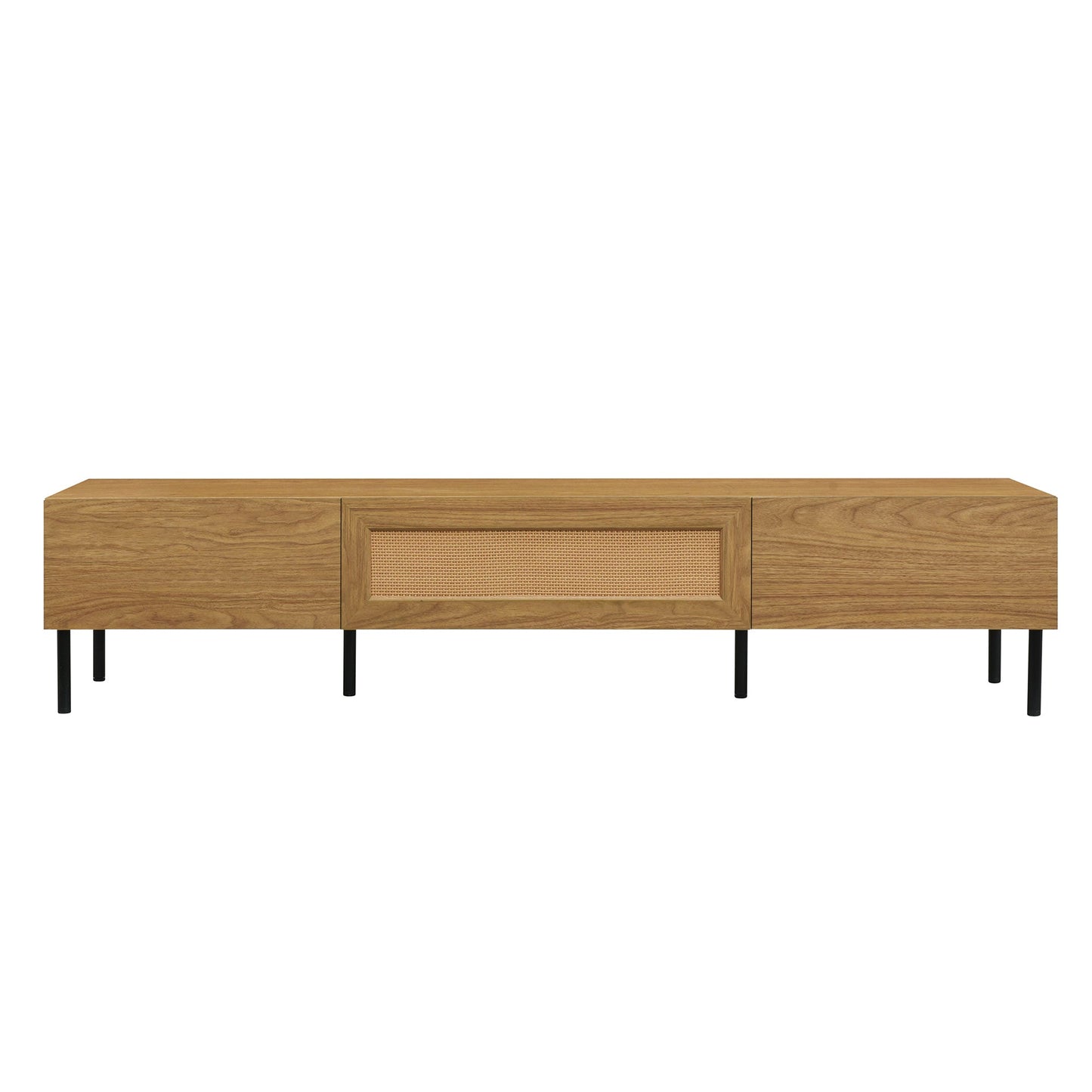 Boho TV Stand for TVs up to 80'' , Modern Farmhouse Media Console, Entertainment Center with Metal Legs, TV Cabinet for Living Room, Home Theatre