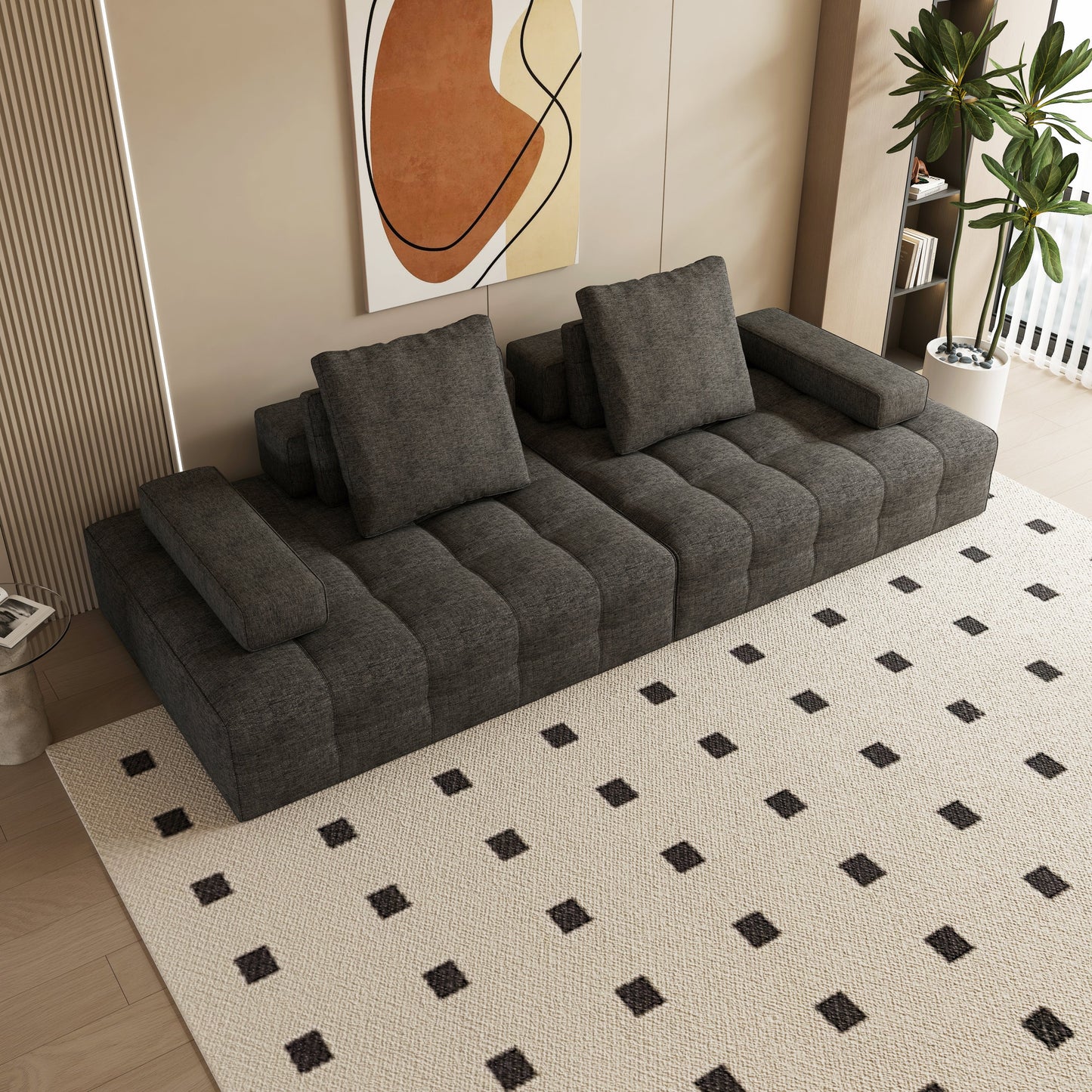 Sofa Couch for Living Room, Modern Loveseat Sofa with Extra Deep Seats, Comfy Armrests, Couches for Living Room Apartment Lounge, Easy Assembly, Grey