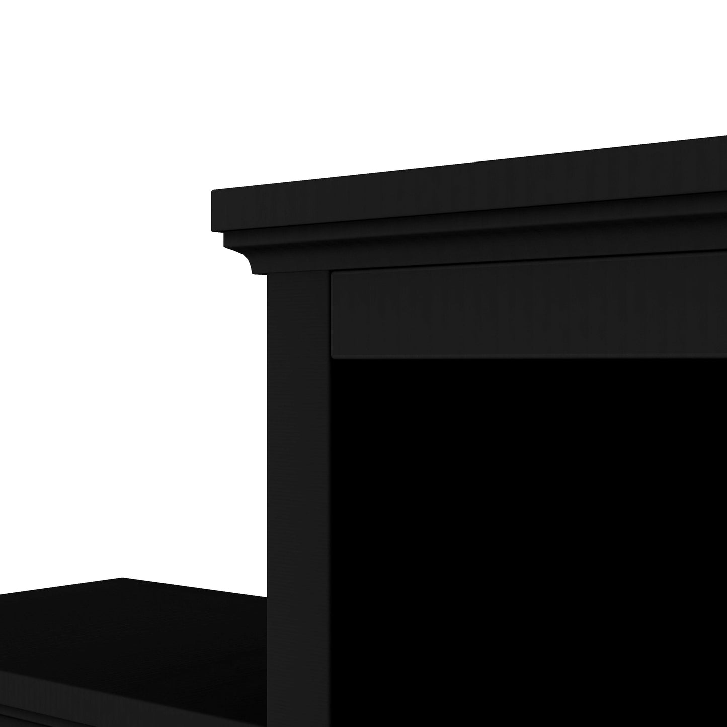 [VIDEO provided] ON-TREND Minimalism Entertainment Wall Unit with Bridge, Modern TV Console Table for TVs Up to 70', Multifunctional TV Stand with Tempered Glass Door, Black (Old SKU: SD000009AAB)