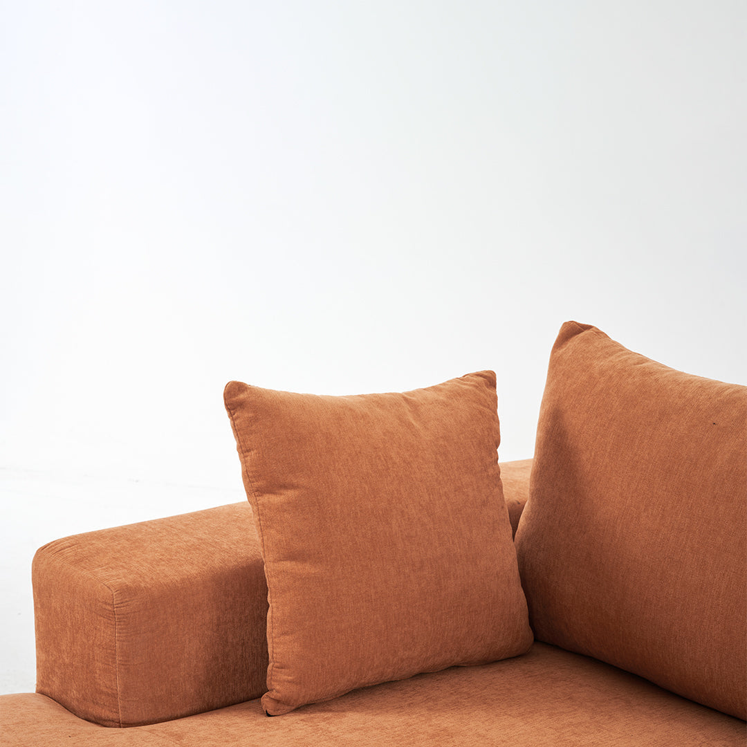 108*68 inch extra-deep modular sofa, cloud sofa, 4-person sofa, sitting and sleeping, living room Chenille modular sofa, no need to assemble, orange