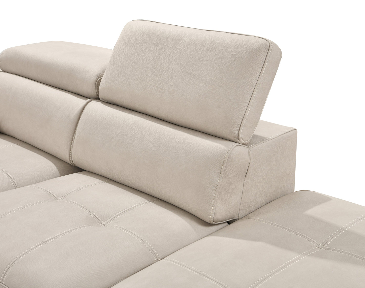 Sectional Sofa with Adjustable Headrest ,Sleeper Sectional Pull Out Couch Bed with Storage Ottoman and 2 Stools,Beige+Grey