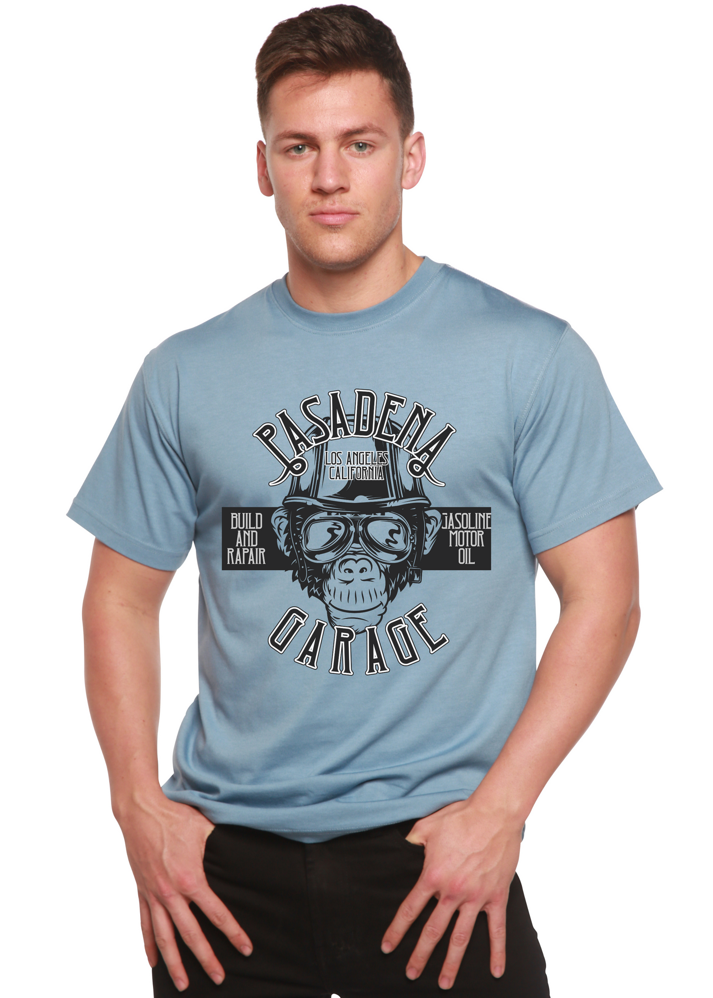 Pasadena Garage Men's Bamboo Viscose/Organic Cotton Short Sleeve Graphic T-Shirt