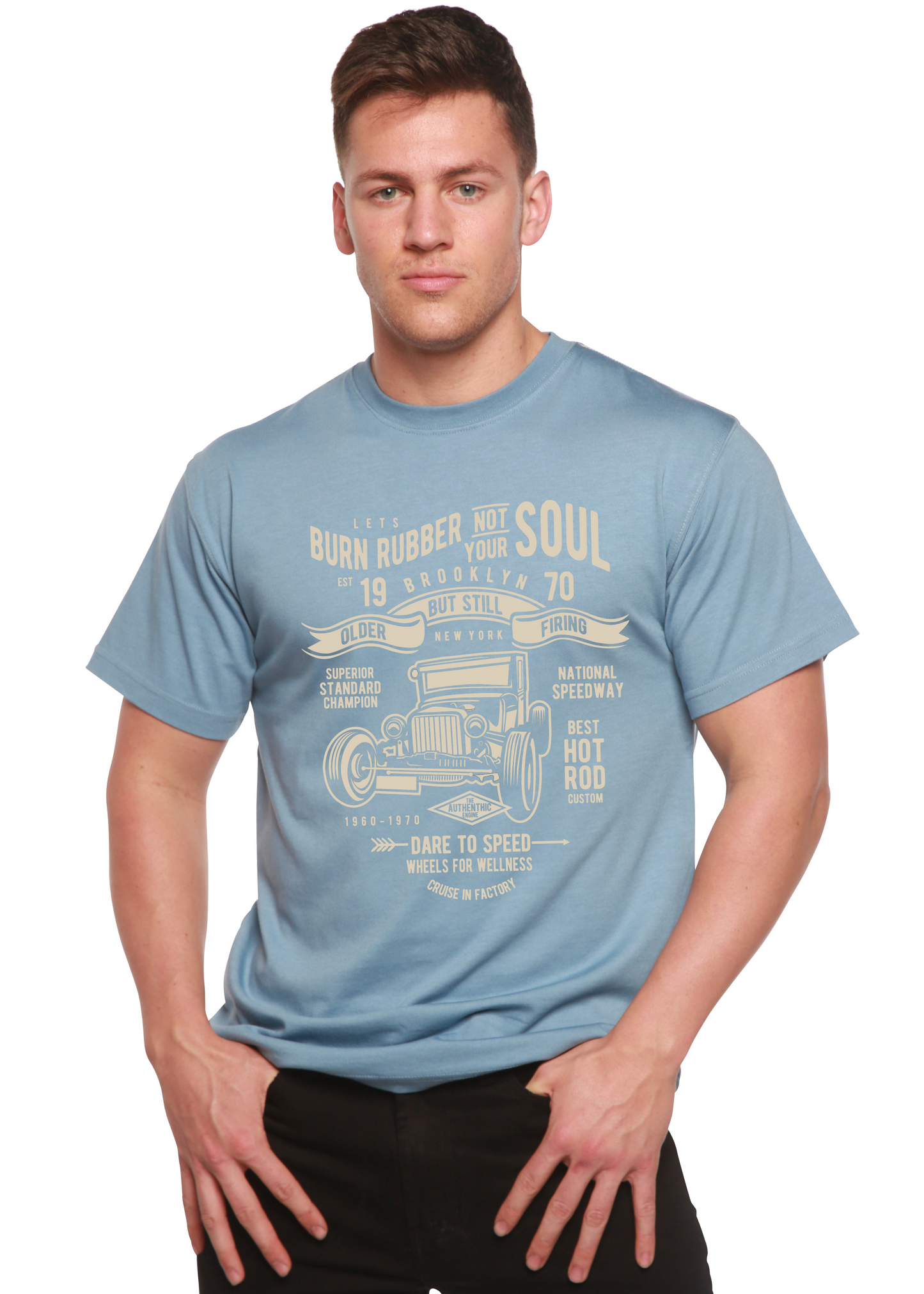 Burn Rubber Men's Bamboo Viscose/Organic Cotton Short Sleeve Graphic T-Shirt