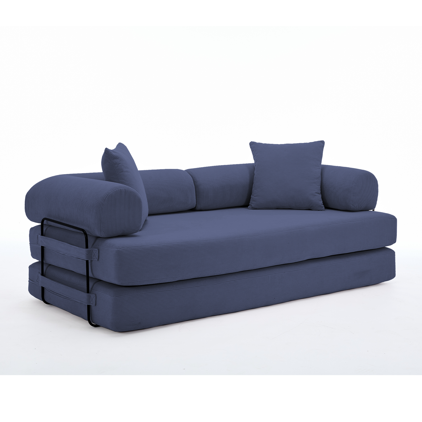 [NEW ARRIVED] [VIDEO PROVIDED] 78.5' Folding Convertible Out Sleeper Sofa Bed,4-in-1 DIY Combination Convertible Sofa,3 seat, Folding Sofa, King Size , Bedroom,Apartment,Corduroy,Blue