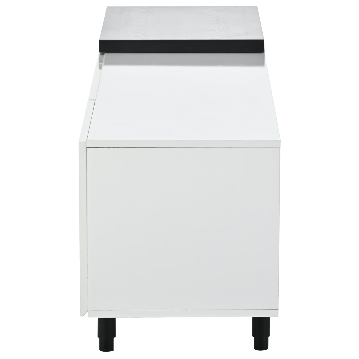 U-Can  70.1''-100'' Modern Stylish ExtendableTV Stand  TV Cabinet for 80+inch TV, Black+White (Old SKU: WF299723AAK)