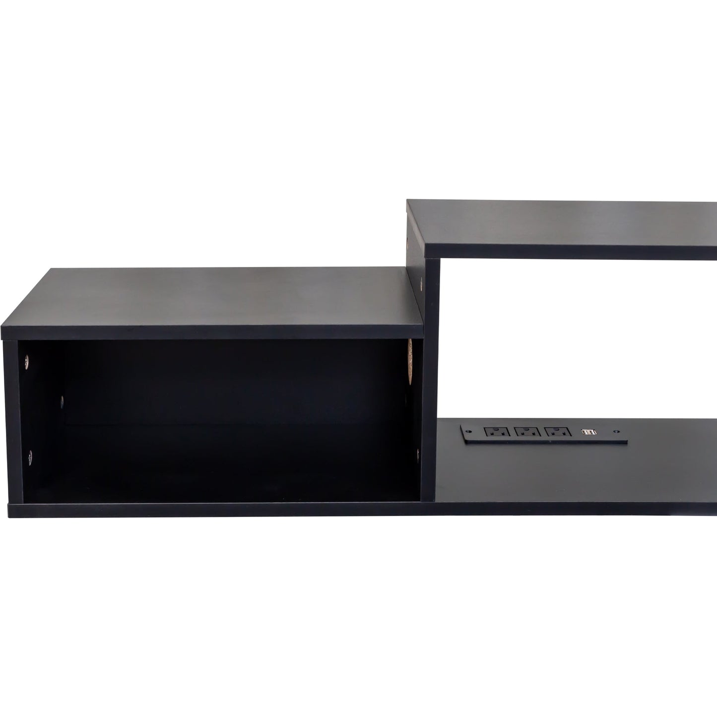 65.35in Wall Mounted Floating  TV Stand with 20 Color LEDs and Charging Station