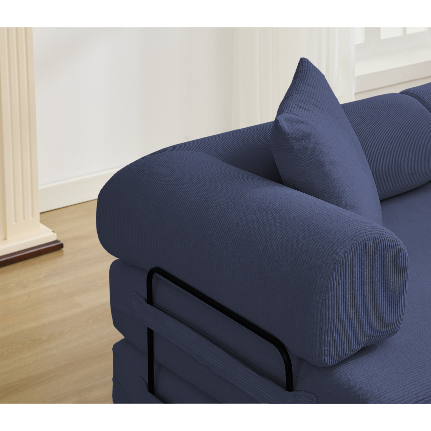 [NEW ARRIVED] [VIDEO PROVIDED] 78.5' Folding Convertible Out Sleeper Sofa Bed,4-in-1 DIY Combination Convertible Sofa,3 seat, Folding Sofa, King Size , Bedroom,Apartment,Corduroy,Blue
