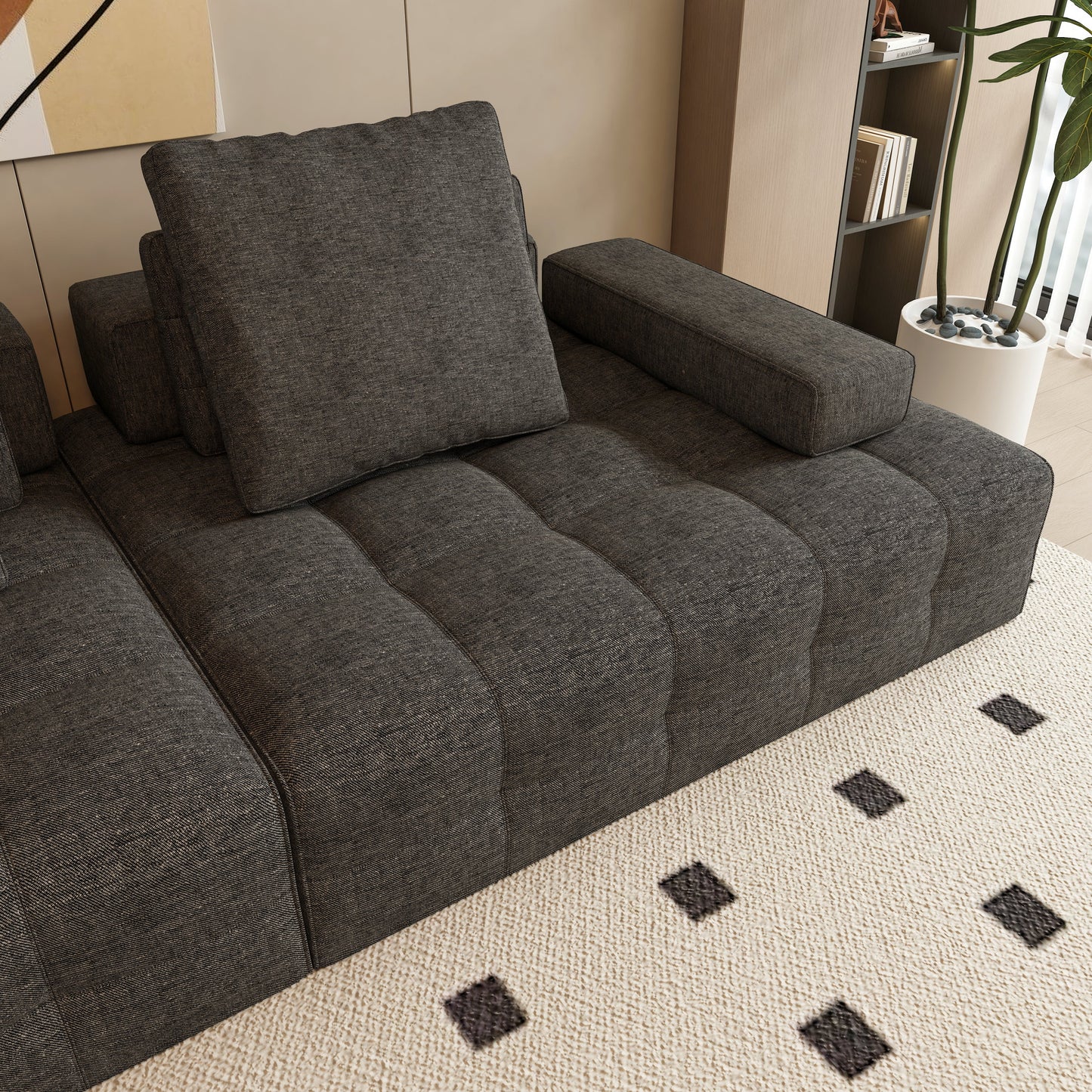 Sofa Couch for Living Room, Modern Loveseat Sofa with Extra Deep Seats, Comfy Armrests, Couches for Living Room Apartment Lounge, Easy Assembly, Grey