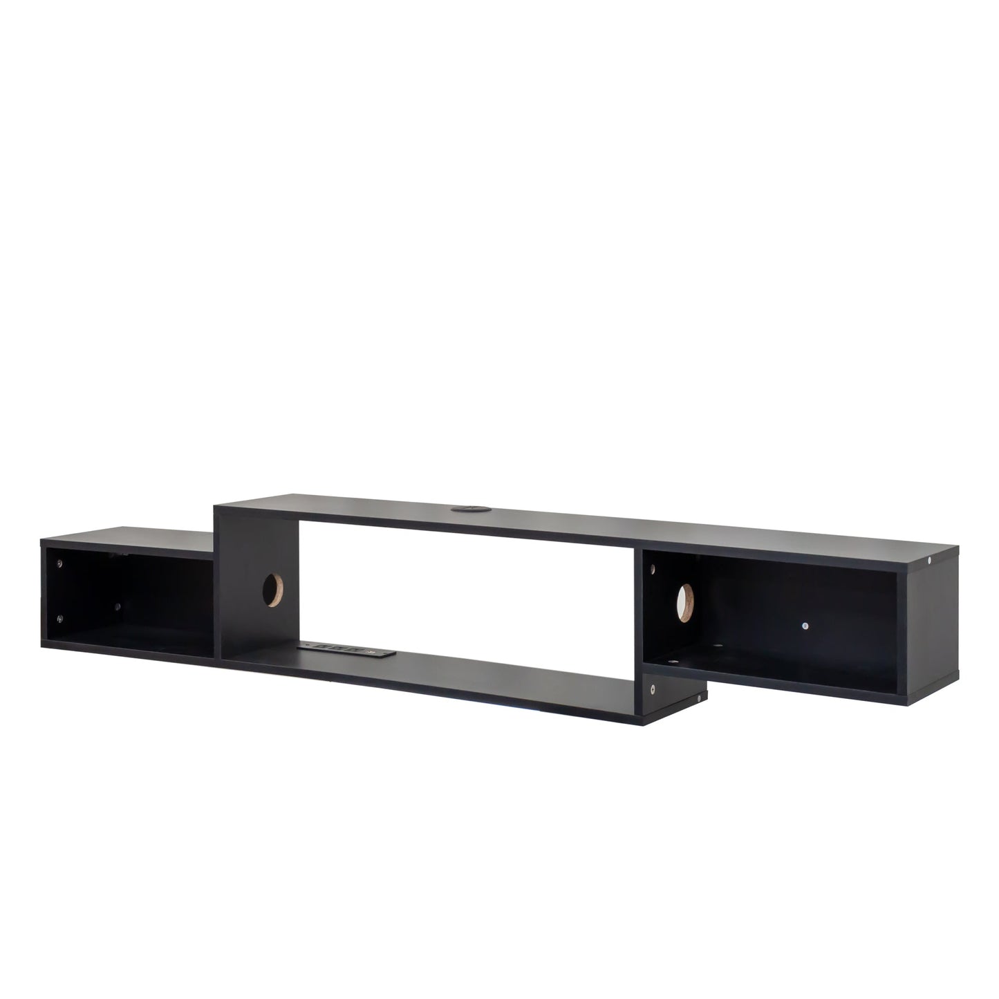 65.35in Wall Mounted Floating  TV Stand with 20 Color LEDs and Charging Station