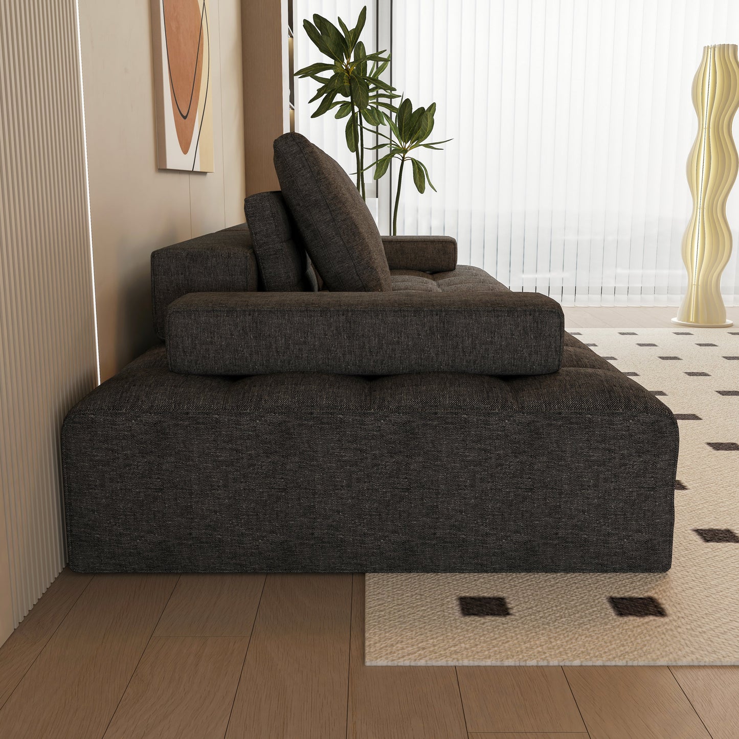Sofa Couch for Living Room, Modern Loveseat Sofa with Extra Deep Seats, Comfy Armrests, Couches for Living Room Apartment Lounge, Easy Assembly, Grey